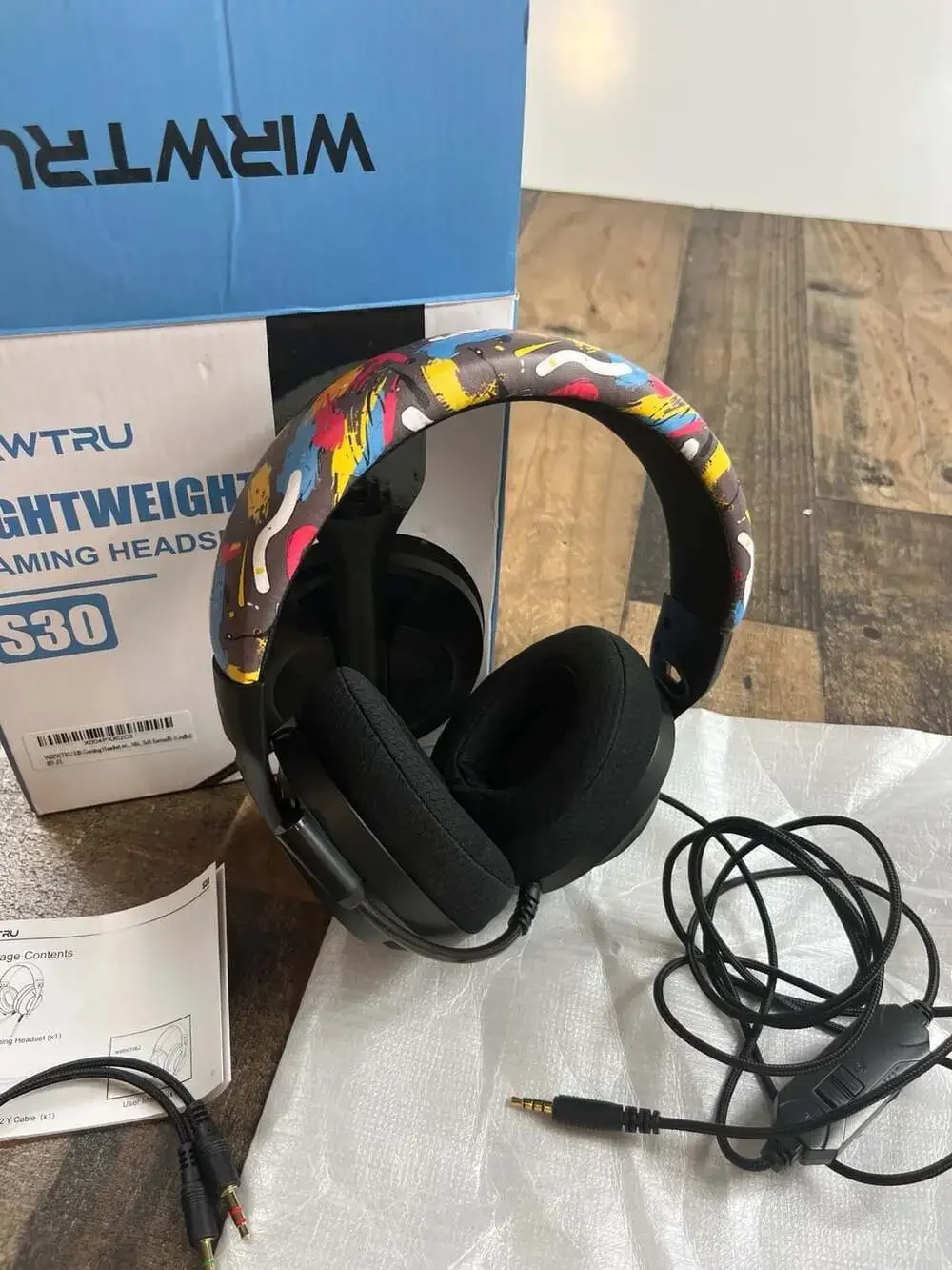WIRWTRU S30 Lightweight Wired Gaming Headset Headband & Noise Cancelling‎ Mic